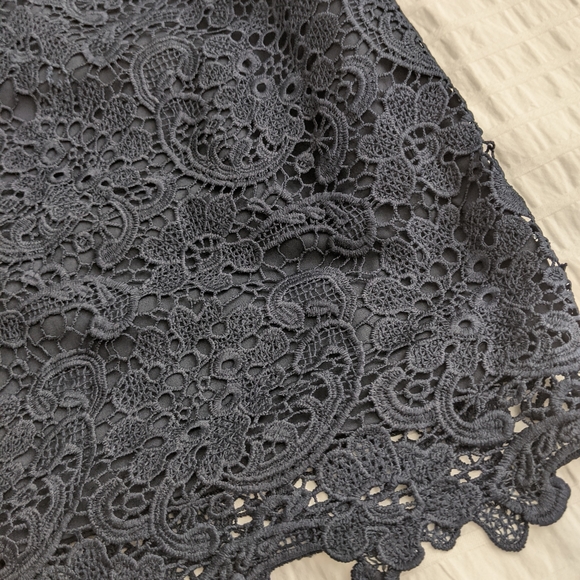 Formal Navy Lace Midi Skirt - Picture 6 of 6